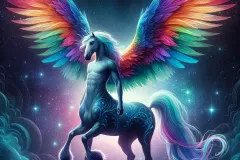 DALL·E-2024-05-25-01.24.43-A-majestic-creature-with-the-upper-body-of-a-human-and-the-lower-body-of-a-horse-like-a-centaur-but-with-large-vibrant-rainbow-colored-wings.-The-b