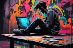 graffiti-laptop-man-table